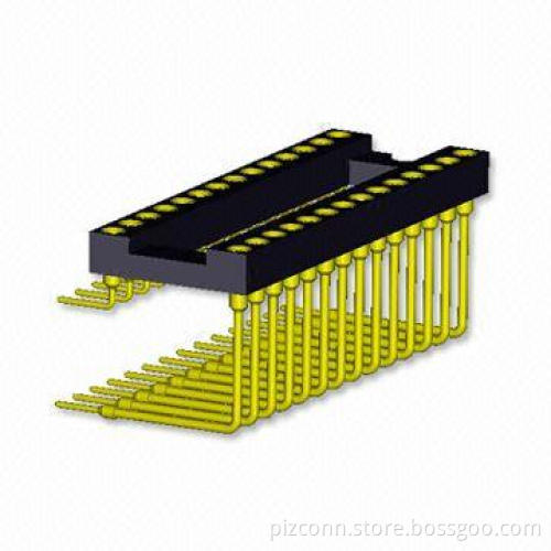 2.54mm Right Angle IC Socket with PCB Connector and 9.86 to 24.88mm Pin Length
